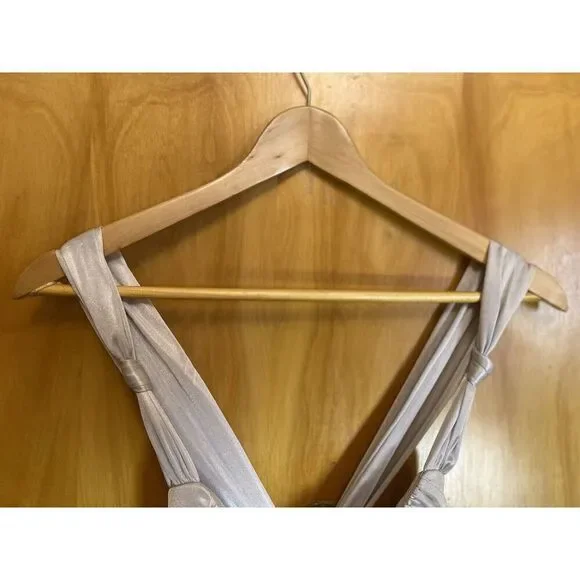 Narianna Ruffle Silver Metallic out back mini dress size Small S - Picture 5 of 11